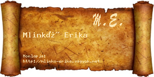 Mlinkó Erika névjegykártya